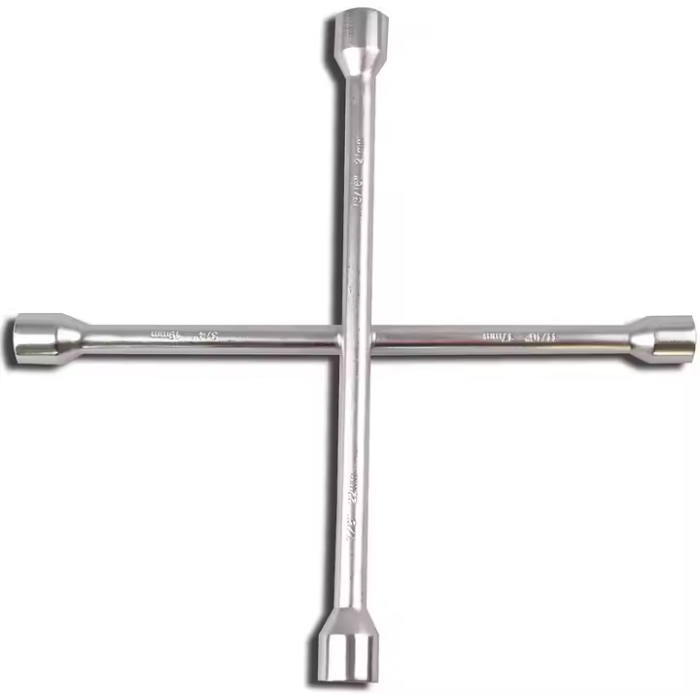 AtliFix ATCW-1401A Four Way Tyle Lug Cross Wrench length 14" 17-19-21-23mm 4 way  Cross Rim Wrench Fully Polished