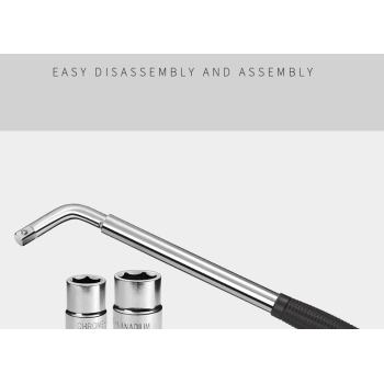 AtliFix WL3800 Telescopic Lug Wrench + Extendable 4 Way Lug Wrench, Wheel Brace Lug Nut Wrench Tire Repair Tools Wheel Nut Remover 1/2 Drive with 17/19mm and 21/23mm Sockets