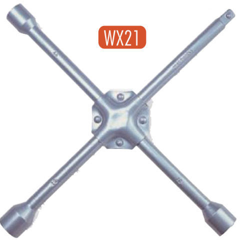 AtliFix Four Way Tyle Lug Cross Wrench length 14" 17-19-21-23mm 4 way cross wrench Cross Rim Wrench Powder Coated