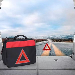 ATLI ATEK-3046 Roadside Assistance Auto Emergency Kit Car First Aid Kit Square Bag Contains Jumper Cables, Tools, and so on for Your Car