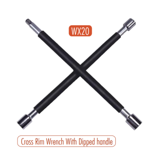 AtliFix Four Way Tyle Lug Cross Wrench 4 way cross wrench Cross Rim Wrench With Dipped handle