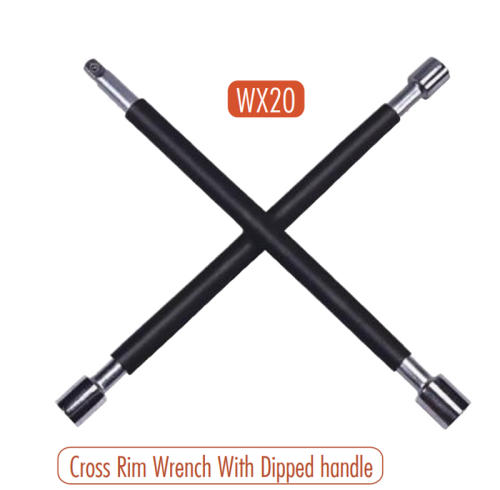 AtliFix Four Way Tyle Lug Cross Wrench 4 way cross wrench Cross Rim Wrench With Dipped handle
