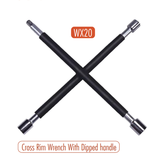 AtliFix Four Way Tyle Lug Cross Wrench 4 way cross wrench Cross Rim Wrench With Dipped handle