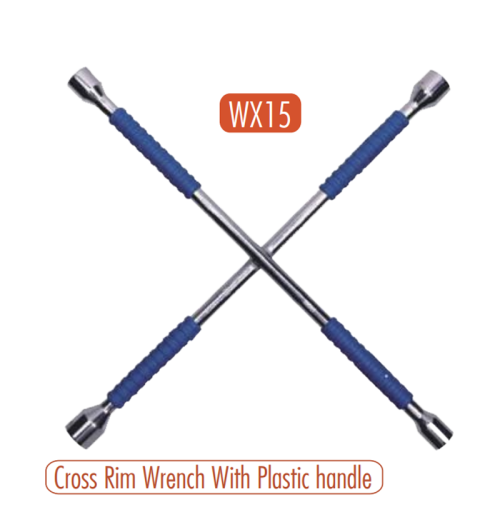 AtliFix Four Way Tyle Lug Cross Wrench length 14" 17-19-21-23mm 4 way cross wrench Cross Rim Wrench With Plastic handle