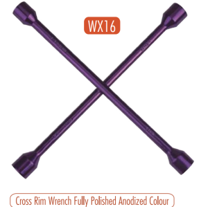 AtliFix WX16 Four Way Tyle Lug Cross Wrench 4 way Cross Rim Wrench Fully Polished Anodized Colour