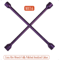 AtliFix WX16 Four Way Tyle Lug Cross Wrench 4 way Cross Rim Wrench Fully Polished Anodized Colour