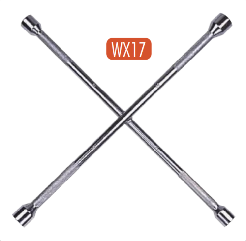 AtliFix WX17 Four Way Tyle Lug Cross Wrench 4 way cross wrench Cross Rim Wrench Fully Polished Knurling Handle
