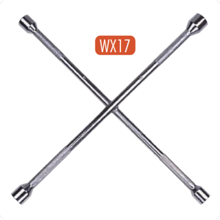 AtliFix WX17 Four Way Tyle Lug Cross Wrench 4 way cross wrench Cross Rim Wrench Fully Polished Knurling Handle