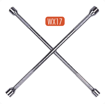 AtliFix Four Way Tyle Lug Cross Wrench 4 way cross wrench Cross Rim Wrench Fully Polished Knurling Handle