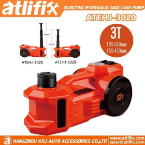 AtliFix ATEHJ-3020/3025 12v DC 3T Electric Hydraulic Jack and Wrench tools kit Tire Pump and LED Flashlight 3 in 1 Set Electric Car Jack