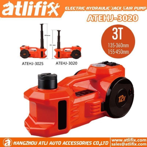 AtliFix 12v DC 3T Electric Hydraulic Jack and Wrench tools kit Tire Pump and LED Flashlight 3 in 1 Set Electric Car Jack