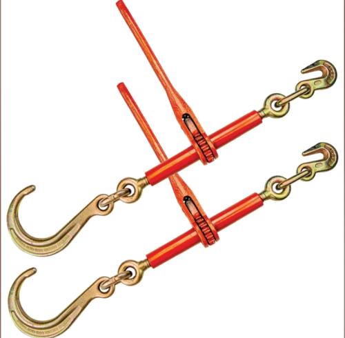 Ratchet Binder with Towing J Hook - 2 Pack - 5,400 Pound Safe Working Load (Works with 5/16 Inch or 3/8 Inch Chain)
