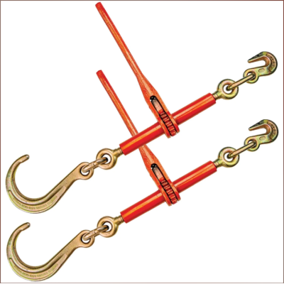 Ratchet Binder with Towing J Hook - 2 Pack - 5,400 Pound Safe Working Load (Works with 5/16 Inch or 3/8 Inch Chain)