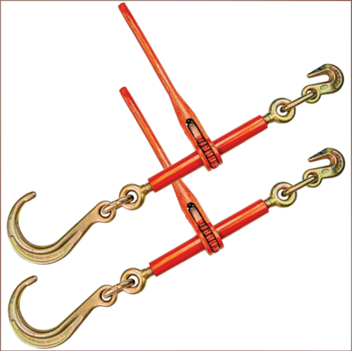 Ratchet Binder with Towing J Hook - 2 Pack - 5,400 Pound Safe Working Load (Works with 5/16 Inch or 3/8 Inch Chain)