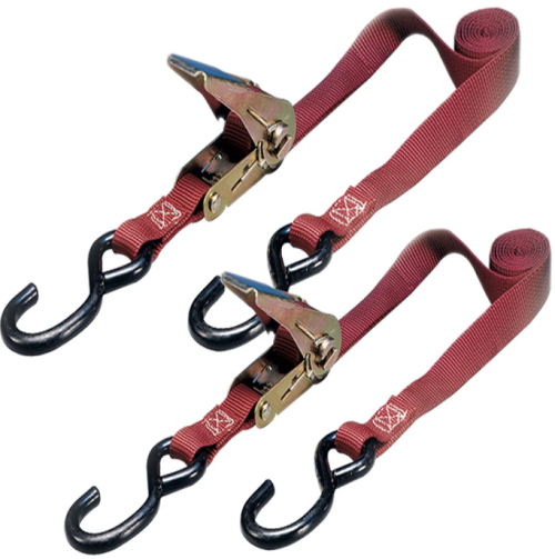 Ratchet Tie Downs - 6 Foot - 2 Pack - For Motorcycles - Dirt Bikes - ATVs - Snowmobiles - or Jet Skis