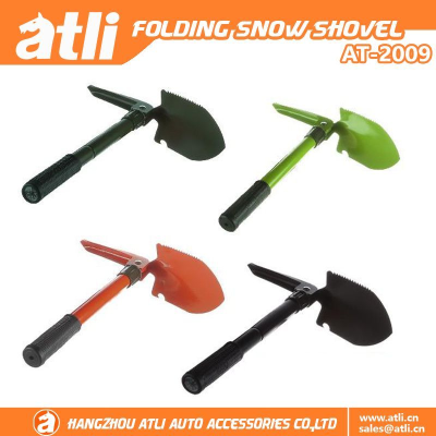 ATLI AT-2009 Folding Survival Shovel  - Heavy Duty Carbon Steel Military Style Entrenching Tool for Off Road, Camping, Gardening, Beach, Digging Dirt, Sand, Mud & Snow