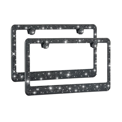 ATLF-002 Bling License Plate Frame 2 Pack Premium Stainless Steel License Plate Holder Diamond Lincense Plate Frame