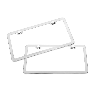 ATLF-006 Silver 2 Stainless Steel Polish Mirror License Plate Frame