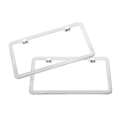 ATLF-006 Silver 2 Stainless Steel Polish Mirror License Plate Frame