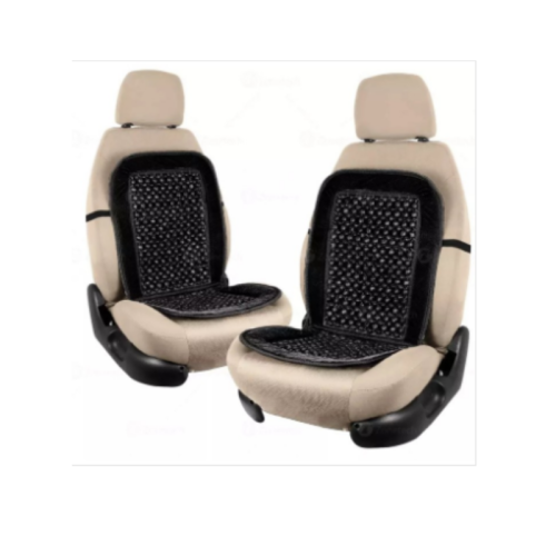 ATSC-5050 Black Velvet And Wooden Beaded Car Seat Cover Comfort Massage Cool Auto Seat Cushion