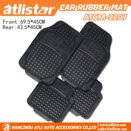 ATCM-2207  Universal Fit Rubber All-Weather Black Set of 4 Rubber Car Mat