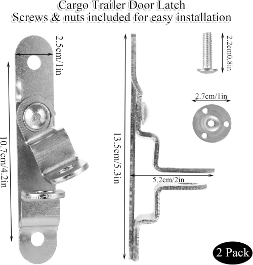 2 Pack Cargo Trailer Door Latch, Silver Trailer Door Hasp Bar Lock, Handle Keeper Padlock Hasp Latch, Enclosed Trailer Door Latch, Trailer Latch Lock for Trucks Race Enclosed car