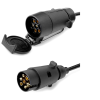 3M 7 Pin Trailer Light Board Extension Lead Coiled Cable with Male to Female Towing Adapter Plug Socket for Car Caravan Truck