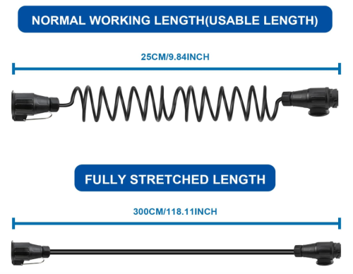 3M 13 Pin Trailer Extension Coiled Cable 13 Core Male & Female Connector Plug Wiring Harness Adaptor