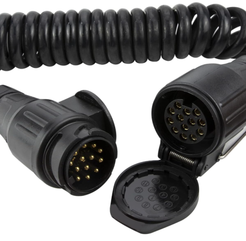 3M 13 Pin Trailer Extension Coiled Cable 13 Core Male & Female Connector Plug Wiring Harness Adaptor