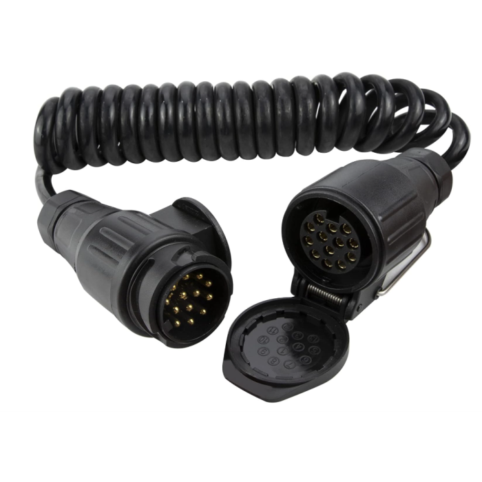 3M 13 Pin Trailer Extension Coiled Cable 13 Core Male & Female Connector Plug Wiring Harness Adaptor