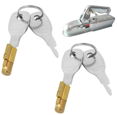 2PCS Trailer Hitch Coupling Lock with 4 Keys for Secure Towing, Compatible with 50mm Couplings Erde Daxara Maypole Trailers Heavy Duty Copper Caravan Hitch Lock Cylinder Pressed Steel Unbraked Heads