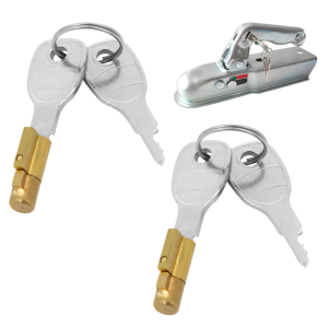 2PCS Trailer Hitch Coupling Lock with 4 Keys for Secure Towing, Compatible with 50mm Couplings Erde Daxara Maypole Trailers Heavy Duty Copper Caravan Hitch Lock Cylinder Pressed Steel Unbraked Heads