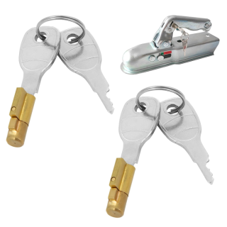 2PCS Trailer Hitch Coupling Lock with 4 Keys for Secure Towing, Compatible with 50mm Couplings Erde Daxara Maypole Trailers Heavy Duty Copper Caravan Hitch Lock Cylinder Pressed Steel Unbraked Heads