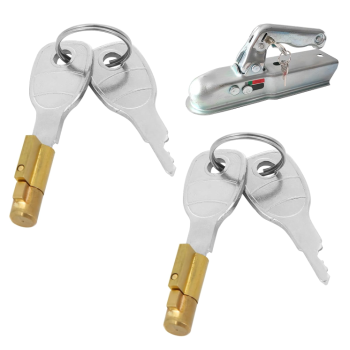 2PCS Trailer Hitch Coupling Lock with 4 Keys for Secure Towing, Compatible with 50mm Couplings Erde Daxara Maypole Trailers Heavy Duty Copper Caravan Hitch Lock Cylinder Pressed Steel Unbraked Heads