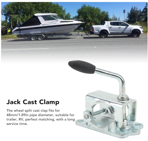 Jack Clamp Trailer Pipe Clamp Trailer Jack Wheel Clamp Jack Wheel Split Clamp Jockey Wheel Split Clamp Prop Stand Support Mount for 48mm/1.89in Pipe Diameter for Trailer RV