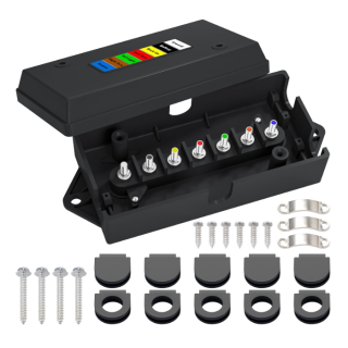 7 Way Trailer Cord and 7 Gang Junction Box Kit with 12V Breakaway Switch and Plug Holder Heavy Duty 8 FT Trailer Wiring Harness Kit for Trailers RVs Campers