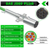 2 Pack 7 Way Trailer Cord 12 FT ABS Electrical Power Cord Heavy Duty Green Straight Power Wire Cable for Semi Trucks Trailers Tractors