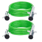2 Pack 7 Way Trailer Cord 12 FT ABS Electrical Power Cord Heavy Duty Green Straight Power Wire Cable for Semi Trucks Trailers Tractors