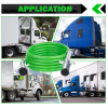 2 Pack 7 Way Trailer Cord 15 FT ABS Electrical Trailer Wire Heavy Duty Green Straight Power Cable for Semi Trucks Trailers Tractors