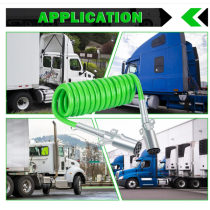 7 Way Coiled Trailer Cord 12 FT Green ABS Electrical Power Coil Heavy Duty Cable Power Wire for Semi Trucks Trailer Tractors