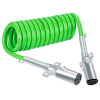7 Way Coiled Trailer Cord 12 FT Green ABS Electrical Power Coil Heavy Duty Cable Power Wire for Semi Trucks Trailer Tractors