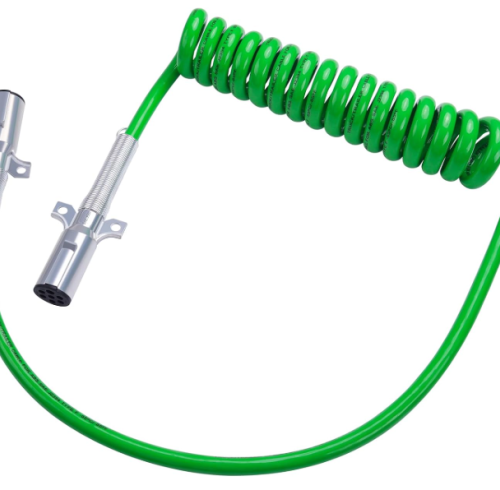 7 Way Coiled Trailer Cord 15FT Long Tail ABS Electrical Power Wire Air Brake Coiled Electric Cable for Semi Trucks Trailers Tractors