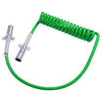 7 Way Coiled Trailer Cord 15FT Long Tail ABS Electrical Power Wire Air Brake Coiled Electric Cable for Semi Trucks Trailers Tractors