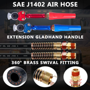 Semi Truck Air Lines Kit 12 FT 3 in 1 ABS Electric Power Line Air Hoses with Gladhands, Handles, Holder and Tender Spring Kit for Semi Truck Trailer Tractor