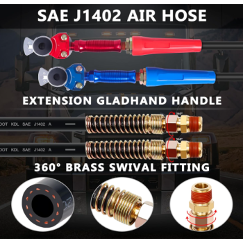 Semi Truck Air Lines Kit 12 FT 3 in 1 ABS Electric Power Line Air Hoses with Gladhands, Handles, Holder and Tender Spring Kit for Semi Truck Trailer Tractor