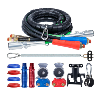 Semi Truck Air Lines Kit 12 FT 3 in 1 ABS Electric Power Line Air Hoses with Gladhands, Handles, Holder and Tender Spring Kit for Semi Truck Trailer Tractor