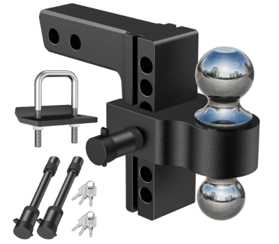 6 Inch Adjustable Trailer Hitch Fit 2 Inch Receiver, Dual Solid Ball 2