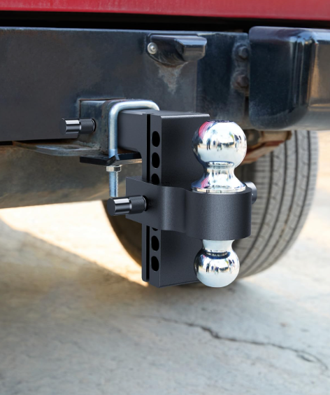 6 Inch Adjustable Trailer Hitch Fit 2 Inch Receiver, Dual Solid Ball 2" and 2-5/16"(12,500 LBS GTW), Drop & Rise Heavy Duty Aluminum Tow Hitch with 2" Hitch Tightener & 2 Locking Hitch Pin