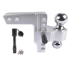 Aluminum Adjustable Trailer Hitch Fits 2-inch Receiver, 6-inch Drop, Solid Tube Hitch -12,500 LBS for Heavy Duty Truck with Double Stainless-Steel Locks, Silver