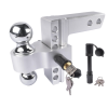 Aluminum Adjustable Trailer Hitch Fits 2-inch Receiver, 6-inch Drop, Solid Tube Hitch -12,500 LBS for Heavy Duty Truck with Double Stainless-Steel Locks, Silver
